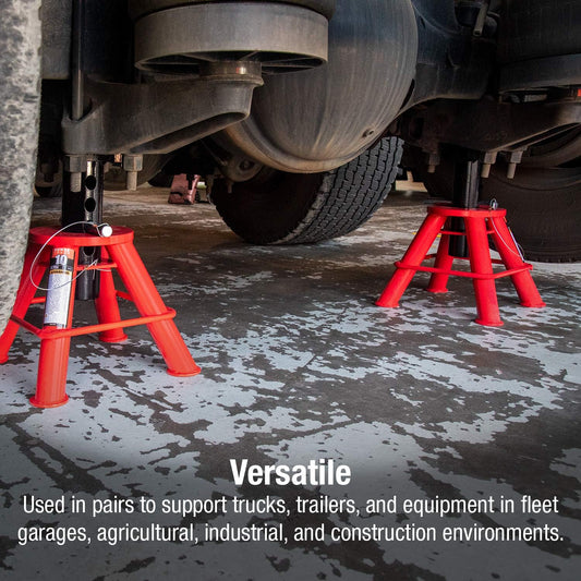 10-Ton Medium Height Pin Type Jack Stands, Pair, Red