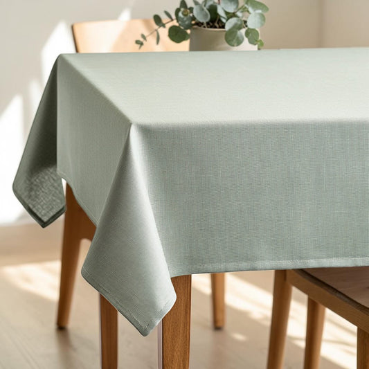 Vadic Rectangular Tablecloth for Dining Room - Waterproof & Spill-Proof Faux Linen - Heavy Duty Fabric Table Cover for Kitchen & Parties - Sage Green