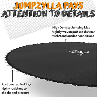 JUMPZYLLA Recreational Trampoline with Enclosure and Ladder, Galvanized Anti-Rust Coating