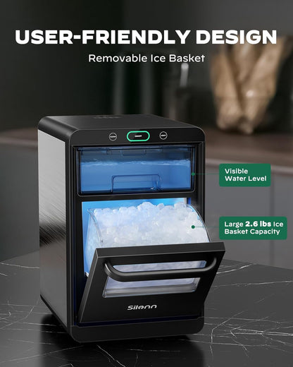 GE Profile Opal Nugget Ice Maker, Countertop Pebble Ice Machine, 44 lbs/Day, Pull Out Water Tank, Removable Basket, Stainless Steel
