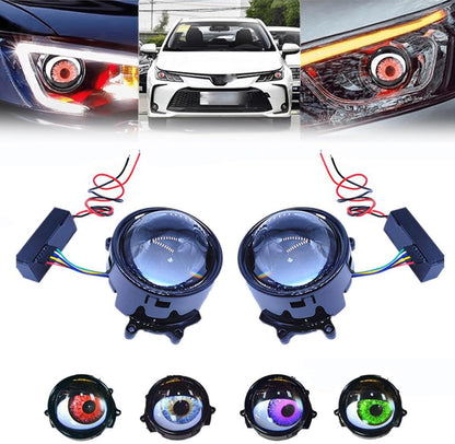 LED Demon Eyes Demon Eyes headlights, Dynamic Demon Eyes car headlights, adjustable eye pattern, mini projector lens light controlled by phone, suitable for any car