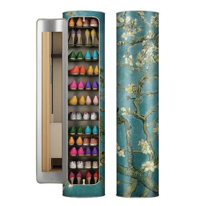 Large-capacity multi-layer rotating disinfection shoe cabinet with mirror + deodorizer