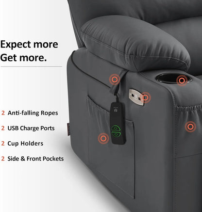 Heated Lift Recliner for Seniors with USB & Cup Holders