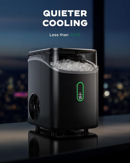 Ice Maker Countertop, Pebble Ice Maker with Soft Chewable Ice, One-Click Operation Ice Machine with Self-Cleaning, 33lbs/24H for Home,Kitchen,Office