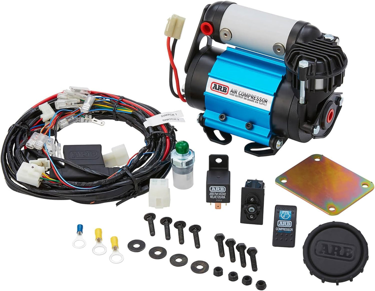 '12V' On-Board Twin High Performance Air Compressor, Ideal for Air Lockers Locking Differentials, Tire Inflator, Air Horn, Air Tools and Pneumatic Tools.