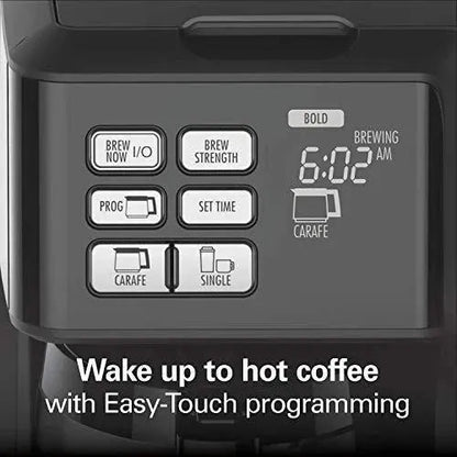 Hamilton Beach FlexBrew Thermal Coffee Maker, Single Serve & Full Pot, Compatible with K-Cup Pods or Grounds, Programmable, Black and Stainless (49966)