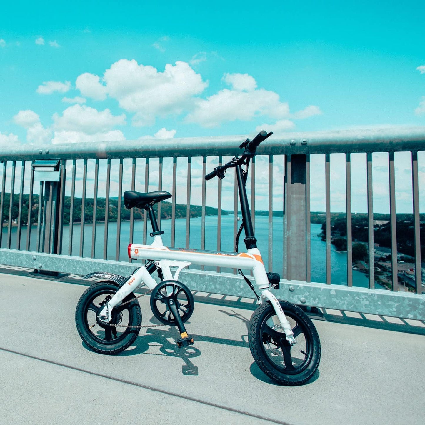 Jasion EB3 Electric Bike Adults 21mph, 500W Peak Motor, 270Wh Battery, Rear Suspension, 3 Levels Assist, 14′′ Folding Ebike for Adults and Teens, Complies to UL2849