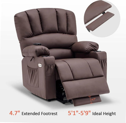 Heated Lift Recliner for Seniors with USB & Cup Holders