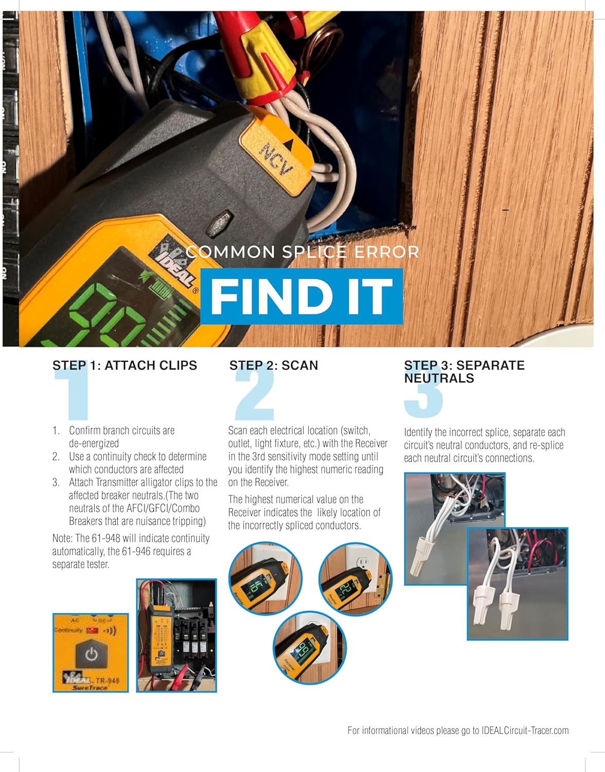 Ideal SureTrace Plus Circuit Tracer, 0–600V, Continuity Test