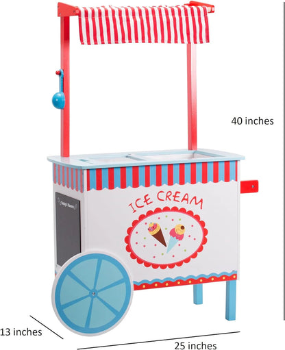 Ice Cream Truck Pretend Play Stand for Kids - High Quality Wooden 33+ Piece Realistic Wooden Toy Set