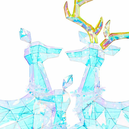 Holiday Time 3-Piece LED Prismatic Polygon Deer Family Set – Buck, Doe & Fawn for Indoor/Outdoor Decor