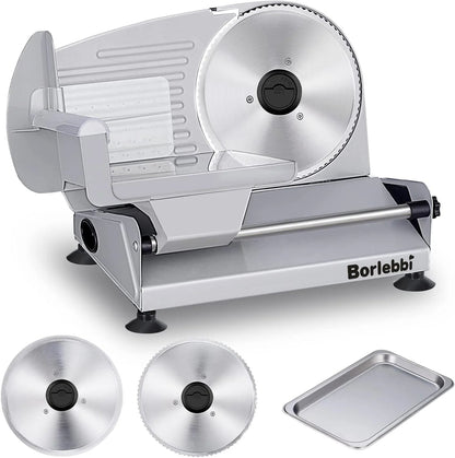 Meat Slicer, 200W Electric Food Slicer with Two Removable 7.5"Stainless Steel Blades