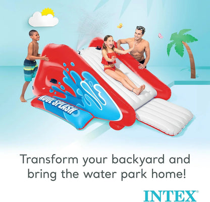 Intex Kool Splash Inflatable Water Slide Swimming Pool Play Center with Built in Sprayers for Kids and Adults, Ages 6 and Up, Blue