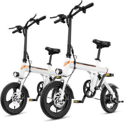 Jasion EB3 Electric Bike Adults 21mph, 500W Peak Motor, 270Wh Battery, Rear Suspension, 3 Levels Assist, 14′′ Folding Ebike for Adults and Teens, Complies to UL2849
