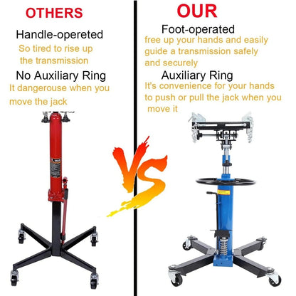 1660 Pounds Hydraulic Car Transmission Jack Vertical Lift with 360 Swivel Wheel Pedal ,Blue,33"-70"(0.75Ton)