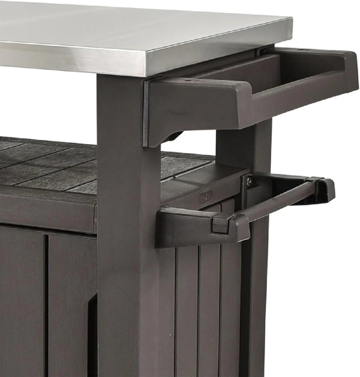 Keter Outdoor Rolling Table Cart for Food Prep, Storage, Bar & Grill, Dark Brown