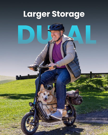 Gyroor Adult Electric Scooter with Large Center Basket, 20 Mile Range, Foldable, and Seat