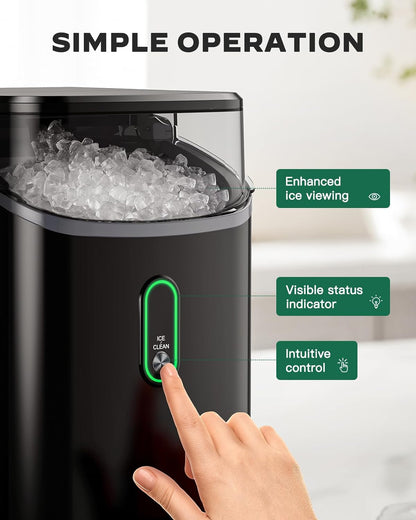 Ice Maker Countertop, Pebble Ice Maker with Soft Chewable Ice, One-Click Operation Ice Machine with Self-Cleaning, 33lbs/24H for Home,Kitchen,Office
