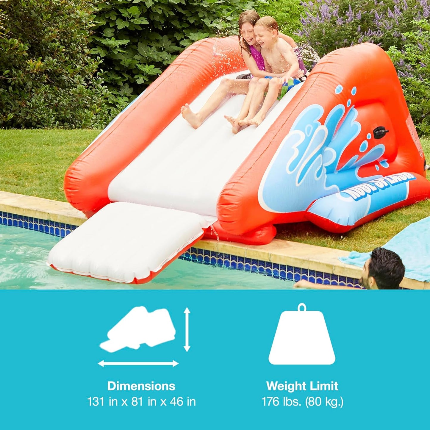 Intex Kool Splash Inflatable Water Slide Swimming Pool Play Center with Built in Sprayers for Kids and Adults, Ages 6 and Up, Blue