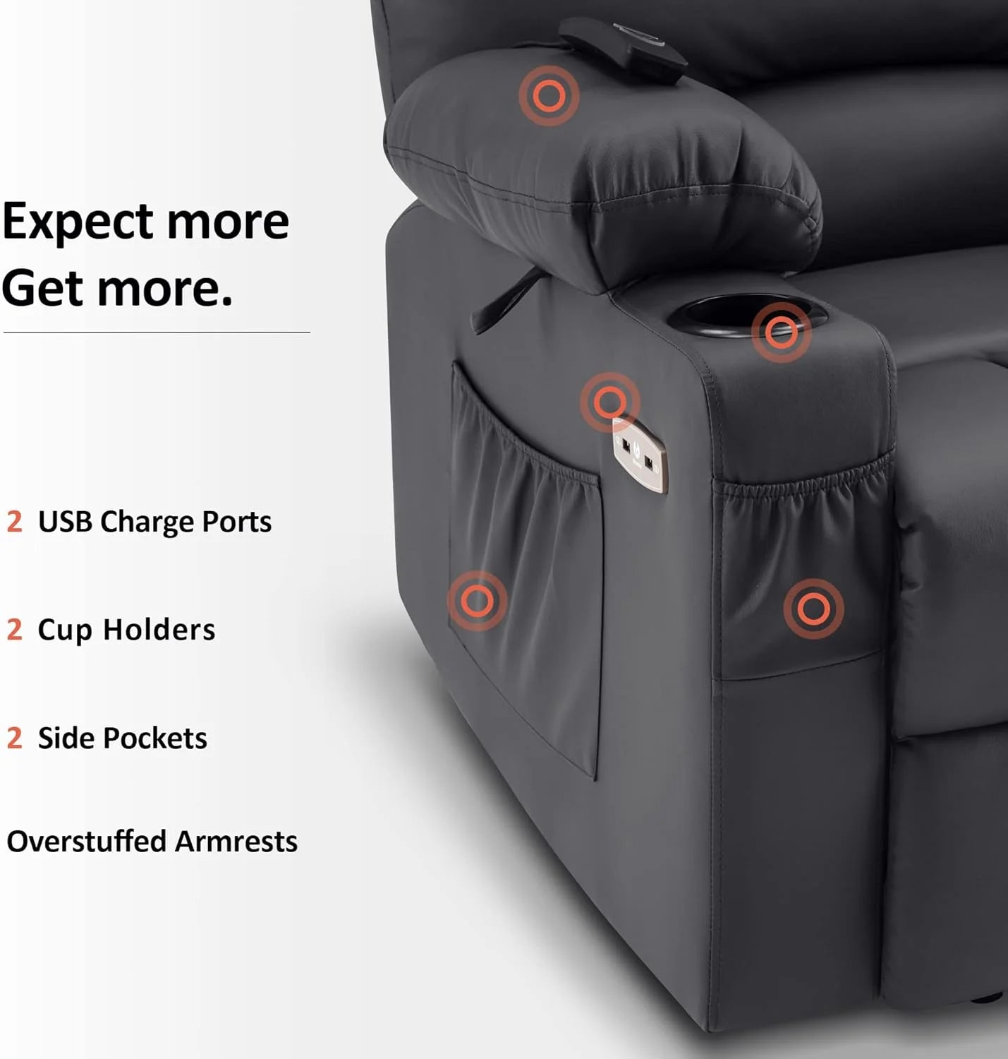 Heated Lift Recliner for Seniors with USB & Cup Holders