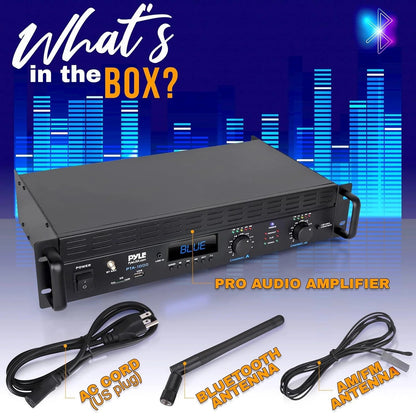 2-Channel Bluetooth Power Amplifier - 2000W Bridgeable Rack Mount Pro Audio Sound Wireless Home Stereo Receiver w/TRS XLR Input,LCD, Bridge Mode, Cooling Fan - Entertainment Speaker System