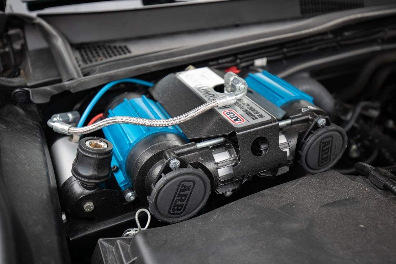 '12V' On-Board Twin High Performance Air Compressor, Ideal for Air Lockers Locking Differentials, Tire Inflator, Air Horn, Air Tools and Pneumatic Tools.
