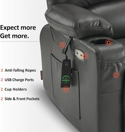 Heated Lift Recliner for Seniors with USB & Cup Holders