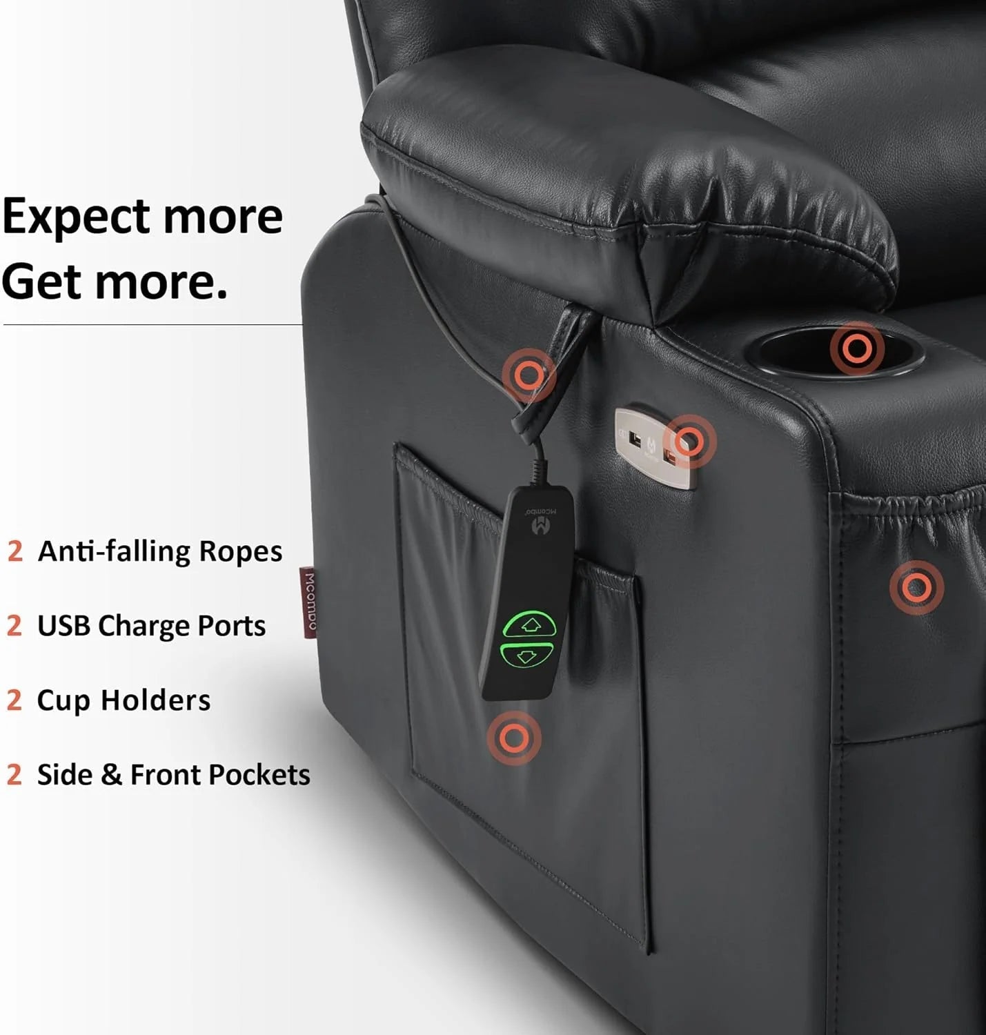 Heated Lift Recliner for Seniors with USB & Cup Holders
