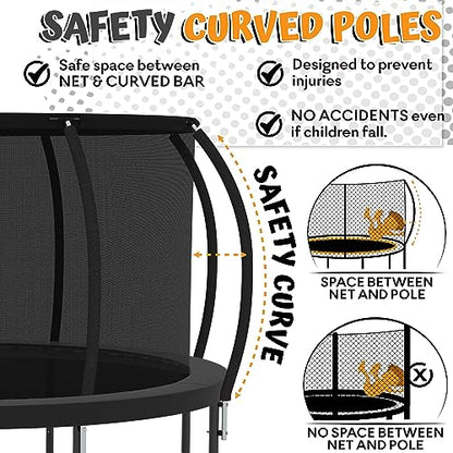 JUMPZYLLA Recreational Trampoline with Enclosure and Ladder, Galvanized Anti-Rust Coating