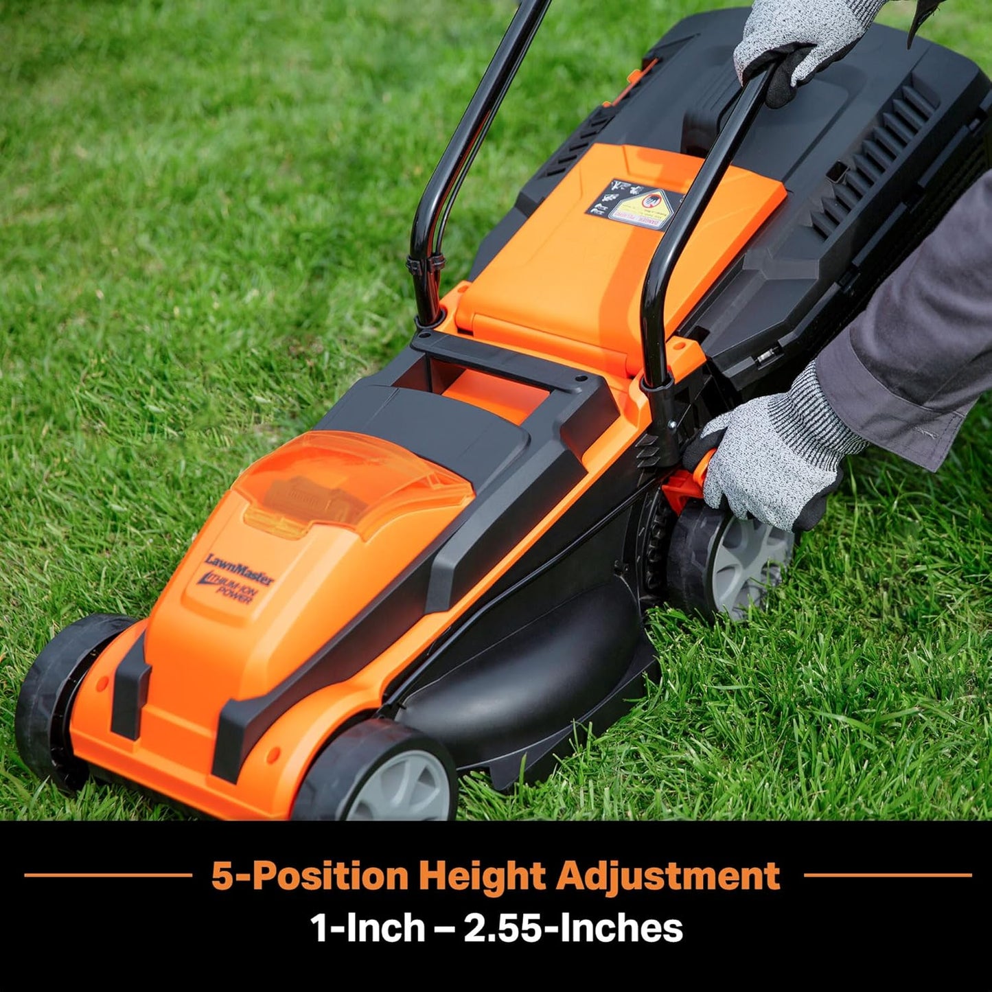 LawnMaster Cordless 13-Inch Lawn Mower 24V Max with 2X4.0Ah Battery and a Charger