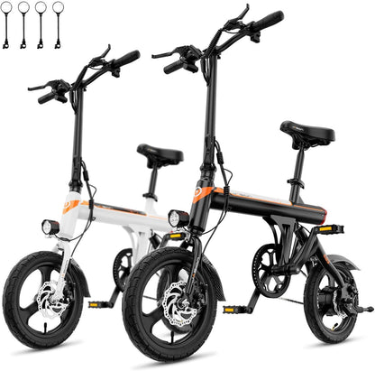 Jasion EB3 Electric Bike Adults 21mph, 500W Peak Motor, 270Wh Battery, Rear Suspension, 3 Levels Assist, 14′′ Folding Ebike for Adults and Teens, Complies to UL2849