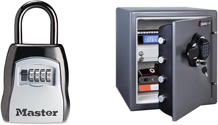 Key Lock Box, Outdoor Lock Box Bundle with SentrySafe Fireproof and Waterproof Safe, 1.23 Cubic Feet