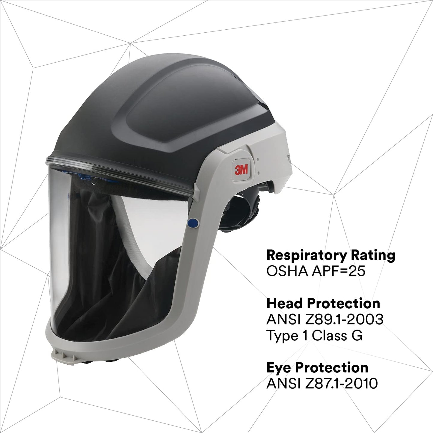 Helmet M-405, For Powered Air Purifying Respirators, Standard Polycarbonate Visor and General Purpose Shroud, 1/Case