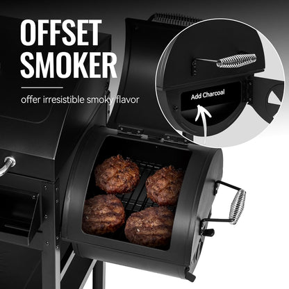 2-Burner Gas & Charcoal Combo Grill with Smoker & Side Burner, 34,000 BTU, 1020 Sq In, Black