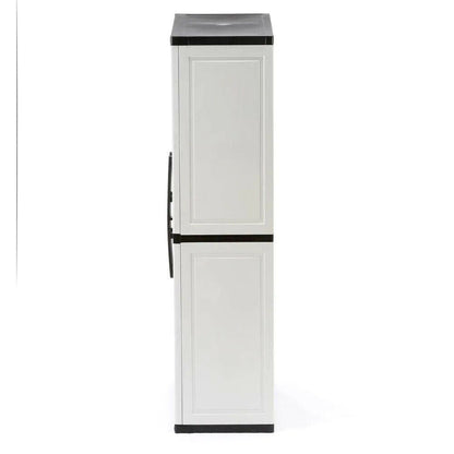 HDX Gray Plastic Freestanding Garage Cabinet, 35′′W x 71′′H x 18′′D, with Adjustable Shelves and Lockable Doors