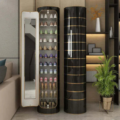 Large-capacity multi-layer rotating disinfection shoe cabinet with mirror + deodorizer