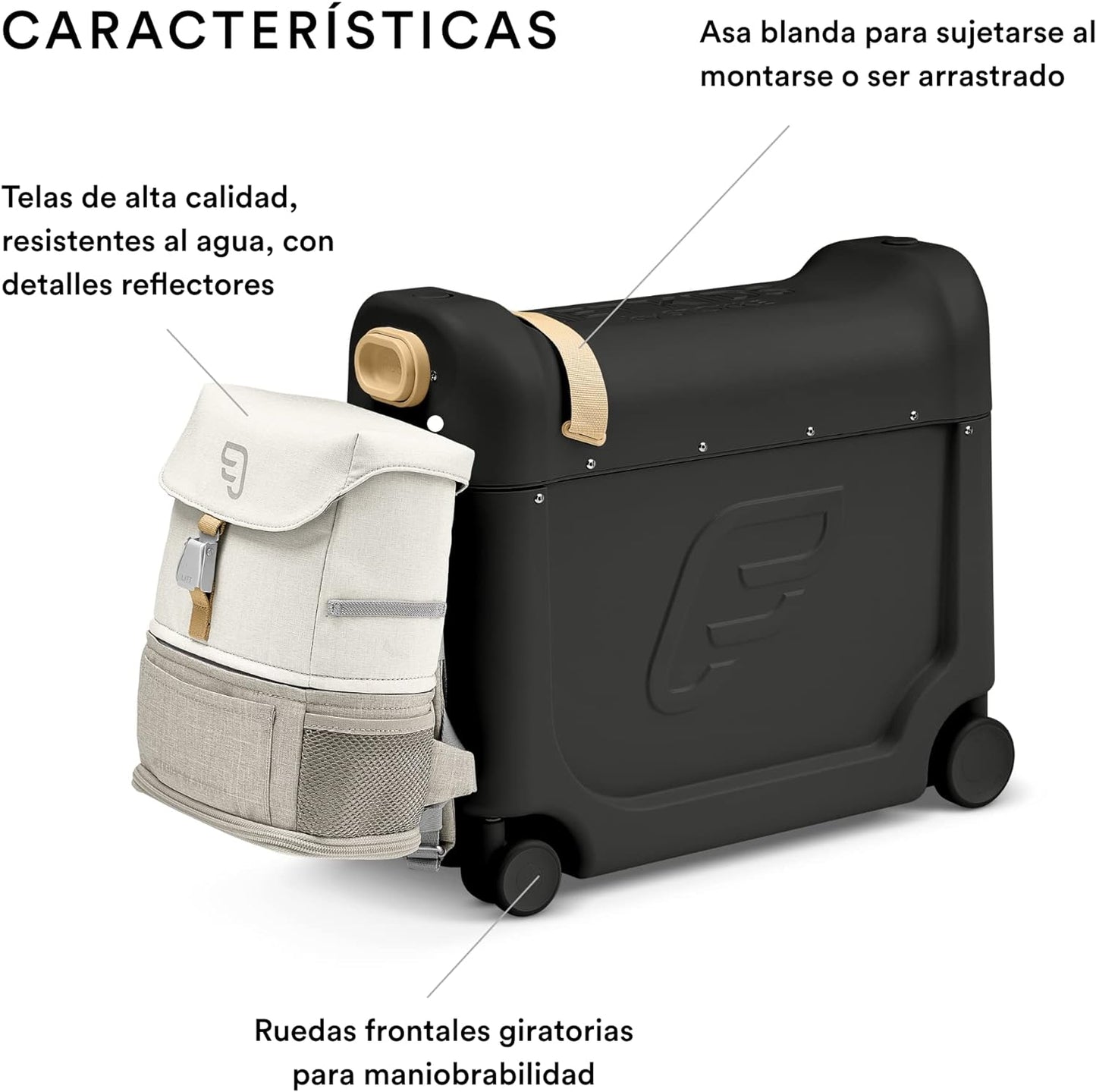 JetKids by Stokke Travel Bundle - Includes Kid's Ride-On Suitcase & In-Flight Bed + Crew BackPack - Best for Ages 3-7