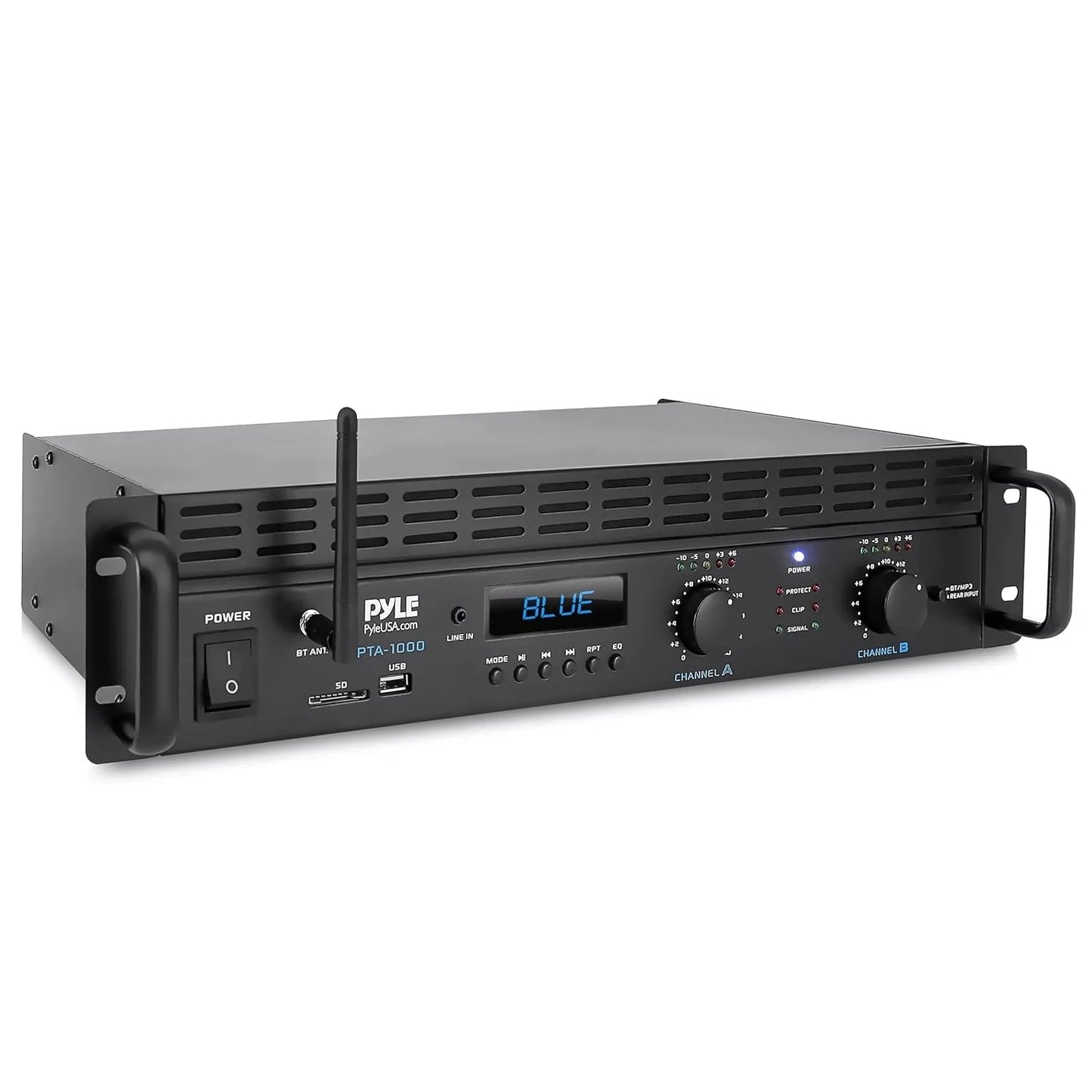2-Channel Bluetooth Power Amplifier - 2000W Bridgeable Rack Mount Pro Audio Sound Wireless Home Stereo Receiver w/TRS XLR Input,LCD, Bridge Mode, Cooling Fan - Entertainment Speaker System