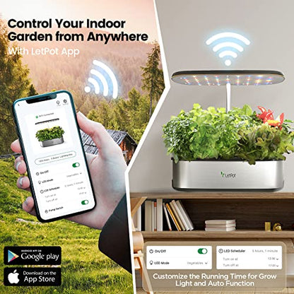 LetPot LPH-SE Hydroponics Growing System, 12 Pods Smart Herb Garden Kit Indoor