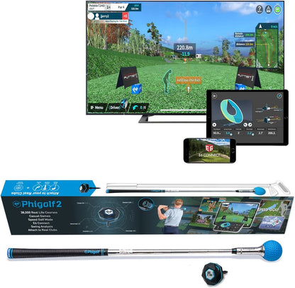 Home Golf Game Simulator: Enjoy Interactive Golf with Motion Sensor & Swing Stick for Indoor & Outdoor Fun 38,000+ Courses Worldwide, Compatible with Android, iOS, App & E6 Connect
