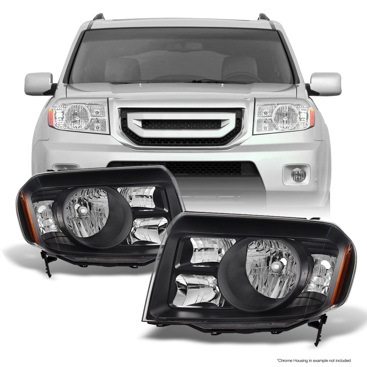 '- Change the pair Settings for Honda Pilot SUV black headlight driver left + passenger right