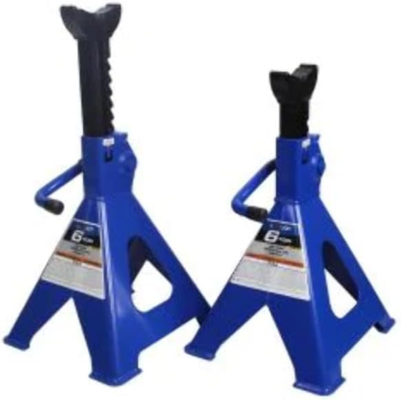 HD61222 22 Ton Automotive Jack Stands for Garages, Repair Shops, and DIY, Pin Style, V Shaped Saddle, Heavy Duty Steel Frame, Adjustable Height 11.825"- 19.725", Black/Blue, Pair