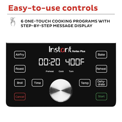 Instant Pot Vortex Plus 6QT XL Air Fryer, 6 in 1, Broils, Dehydrates, Crisps, Roasts, Reheats, Bakes for Quick Easy Meals, 100 In App Recipes, Dishwasher Safe, from the Makers of Instant Pot, Black : Home & Kitchen