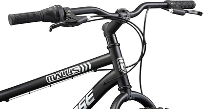 Malus Mens and Women Fat Tire Mountain Bike, 26-Inch Bicycle Wheels, 4-Inch Wide Knobby Tires, Steel Frame, 7 Speed Drivetrain, Shimano Rear Derailleur, Disc Brakes