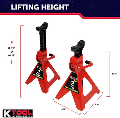 HD61222 22 Ton Automotive Jack Stands for Garages, Repair Shops, and DIY, Pin Style, V Shaped Saddle, Heavy Duty Steel Frame, Adjustable Height 11.825"- 19.725", Black/Blue, Pair