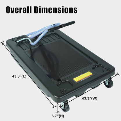 20 Gallon Low Profile Roll Around Oil Drain Pan with 110V Electric Pump 8 Feet Hose for Trucks Cars SUVS Red