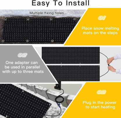 Juilsioa 5ft x 20in Snow Melting Mats, Anti-Slip Heated Outdoor Mat with Power Cord, Ideal for Snowy Paths to Hot Tubs