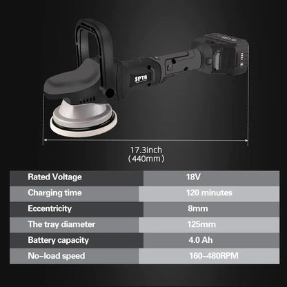18V Cordless Car Polisher, 15mm Orbit 2000-4800 OPM Portable Buffer Polisher with 7 Variable Speed 2Pcs 4.0Ah Battery, 6 Sponge Pads,2 Wool Pad, Tool Bag for Car Polishing, Waxing