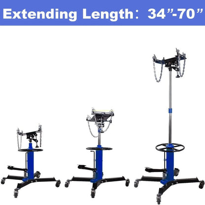 1660 Pounds Hydraulic Car Transmission Jack Vertical Lift with 360° Swivel Wheel Pedal ,Blue,33"-70"(0.75Ton)