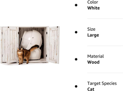 Litter-Robot Credenza with Litter Box Enclosure, Rustic White Plank Finish, 43.2” W x 28.1” D x 33.1” H, Stylish and Durable Hidden Cat Litter Box Furniture, Litter-Robot Not Included